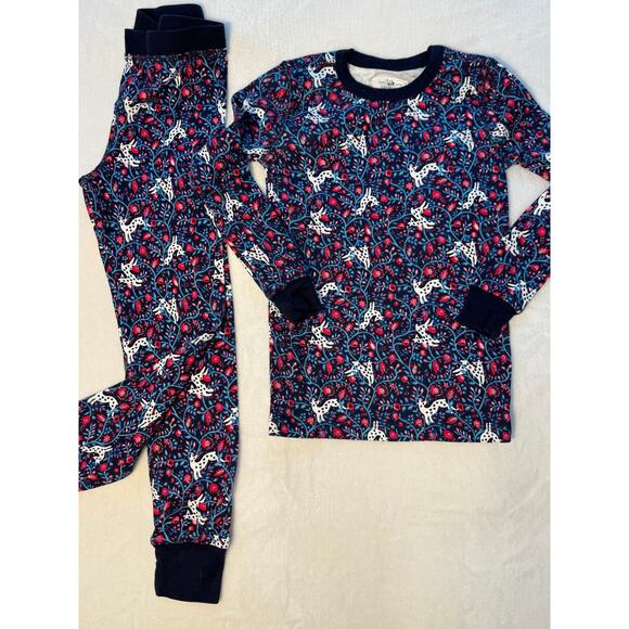 Crewcuts J Crew Girls Navy Holiday 2 piece PJs Long John Pajamas Snug Fit 7 - Picture 3 of 5